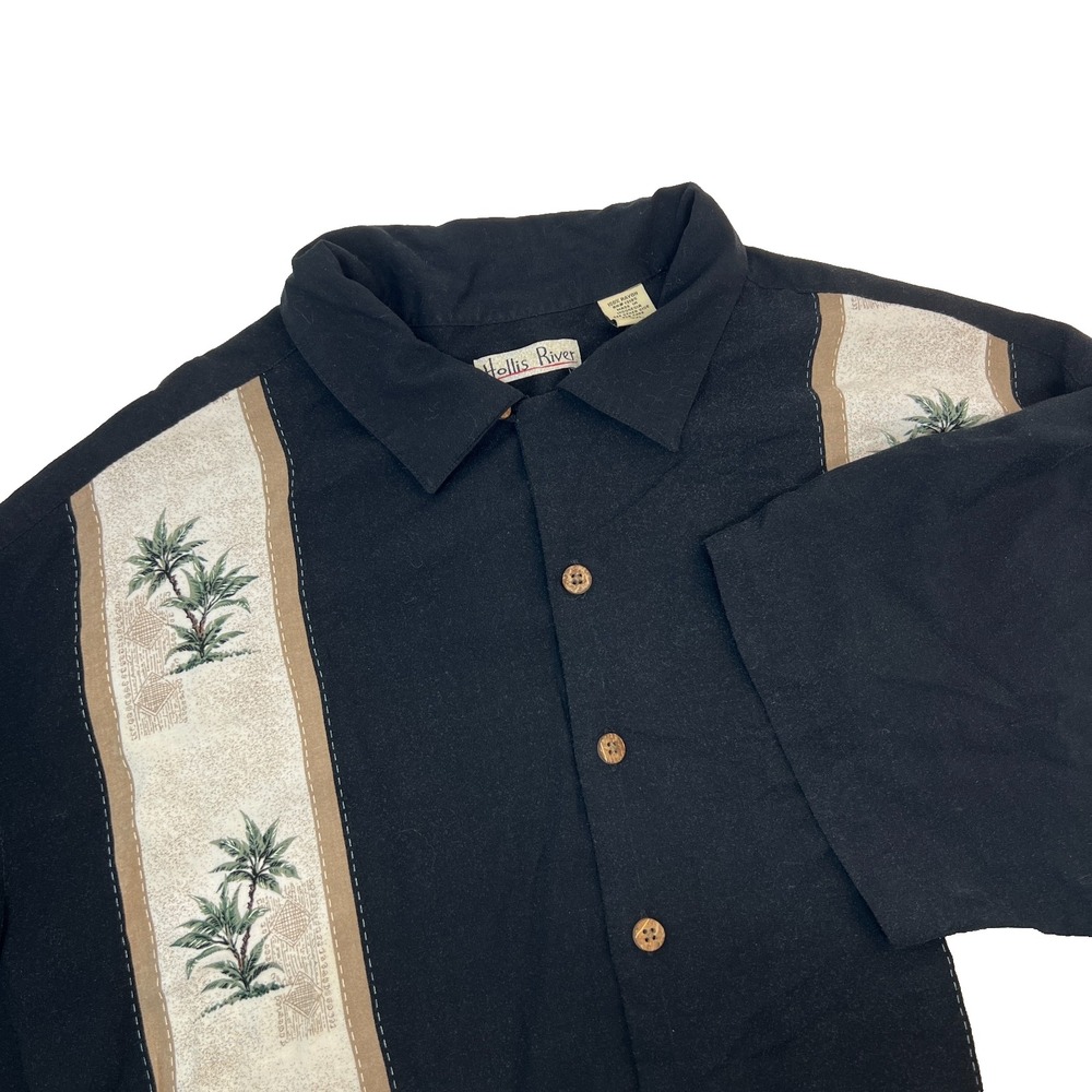 Hollis River Shirt Mens 3XL Black Rayon Short Sleeve Shirt Palm Trees‎